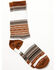 Image #1 - Cody James Men's Rio Southwester Stripe Print Crew Socks, Brown, hi-res