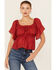 Image #1 - Wild Moss Women's Flutter Sleeve Top, Rust, hi-res