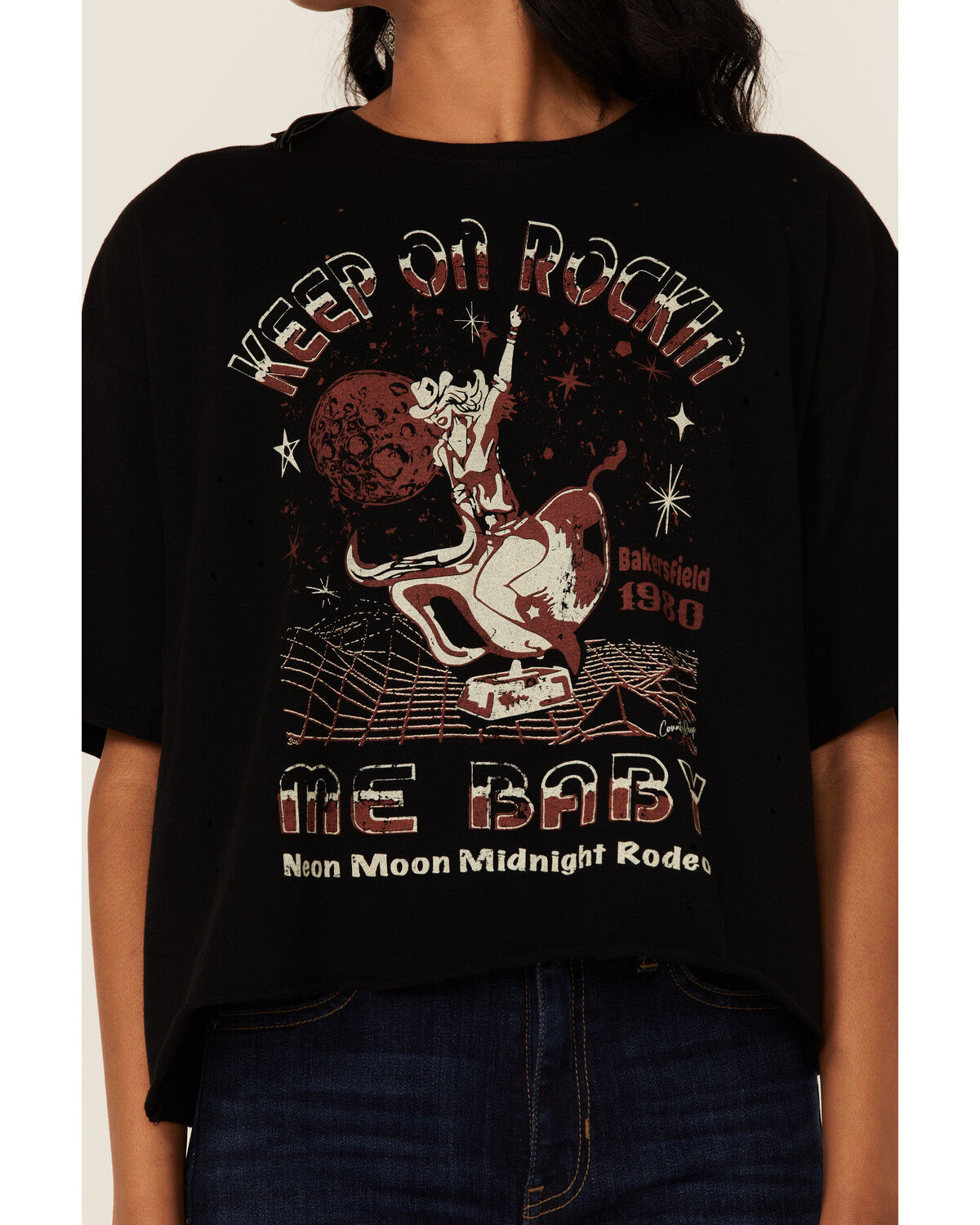 Image #2 - Country Deep Women's Rocking Graphic Tee, Black, hi-res