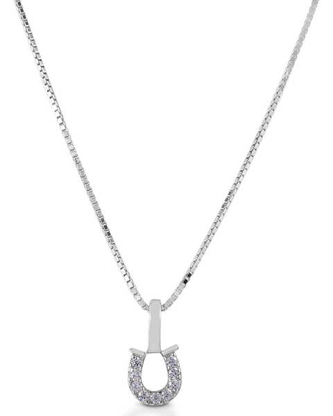 Kelly Herd Women's Clear Horseshoe Necklace , Silver, hi-res