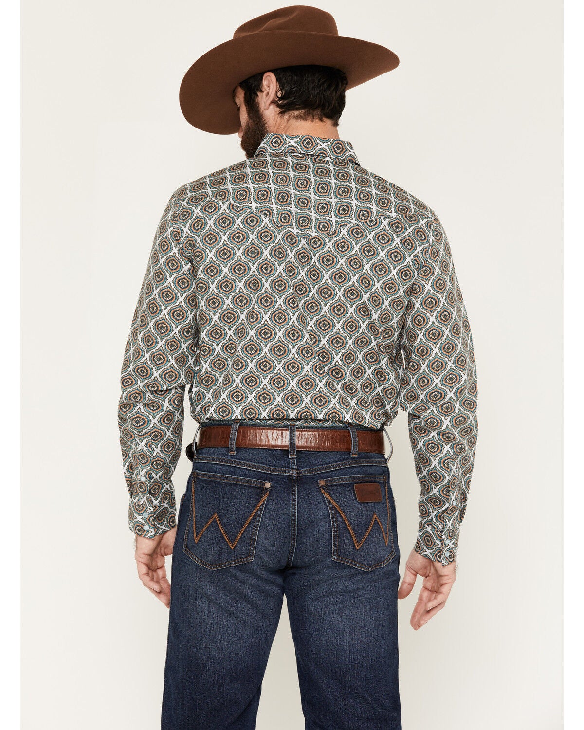Image #4 - Gibson Trading Co Men's Vintage Medallion Print Long Sleeve Snap Western Shirt, Blue, hi-res
