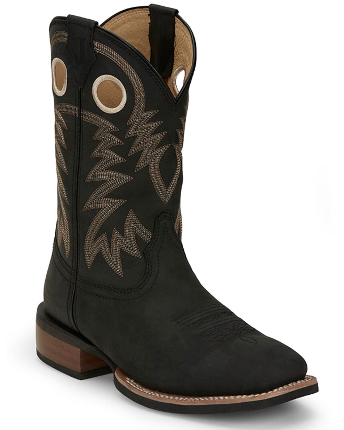 Justin Men's Frontier Shane Performance Western Boots - Broad Square Toe, Black, hi-res