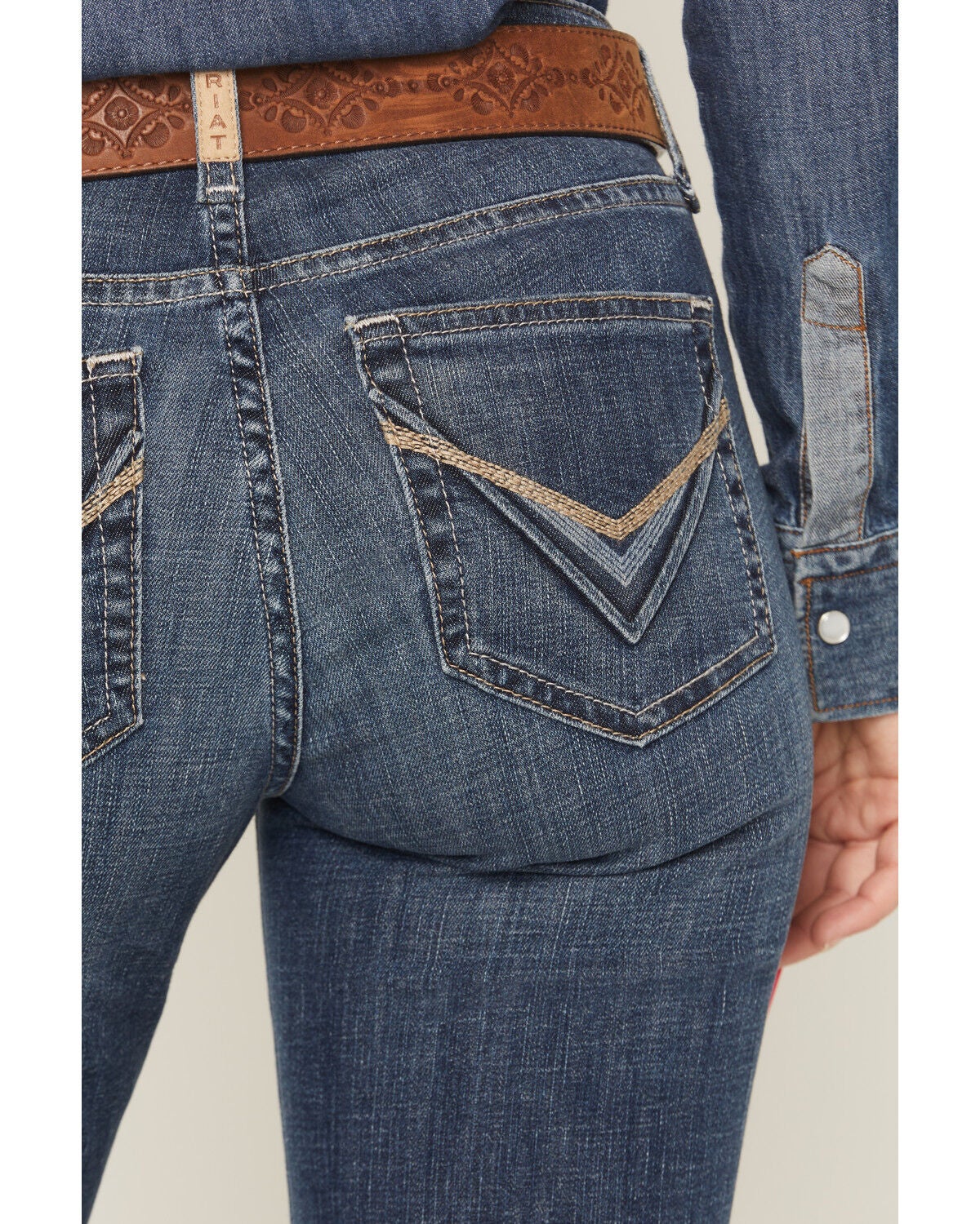 Image #4 - Ariat Women's Lelani Medium Wash Perfect Rise Trouser Stretch Denim Jeans, Medium Wash, hi-res