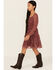 Image #2 - Shyanne Girls' Floral Print Mesh Long Sleeve Mini Dress, Brown, hi-res