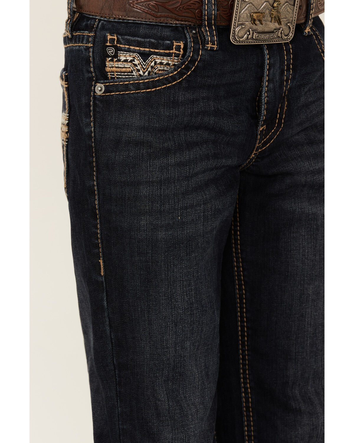 Image #2 - Rock & Roll Denim Boys' Dark Wash Bootcut Stretch Denim Jeans, Blue, hi-res