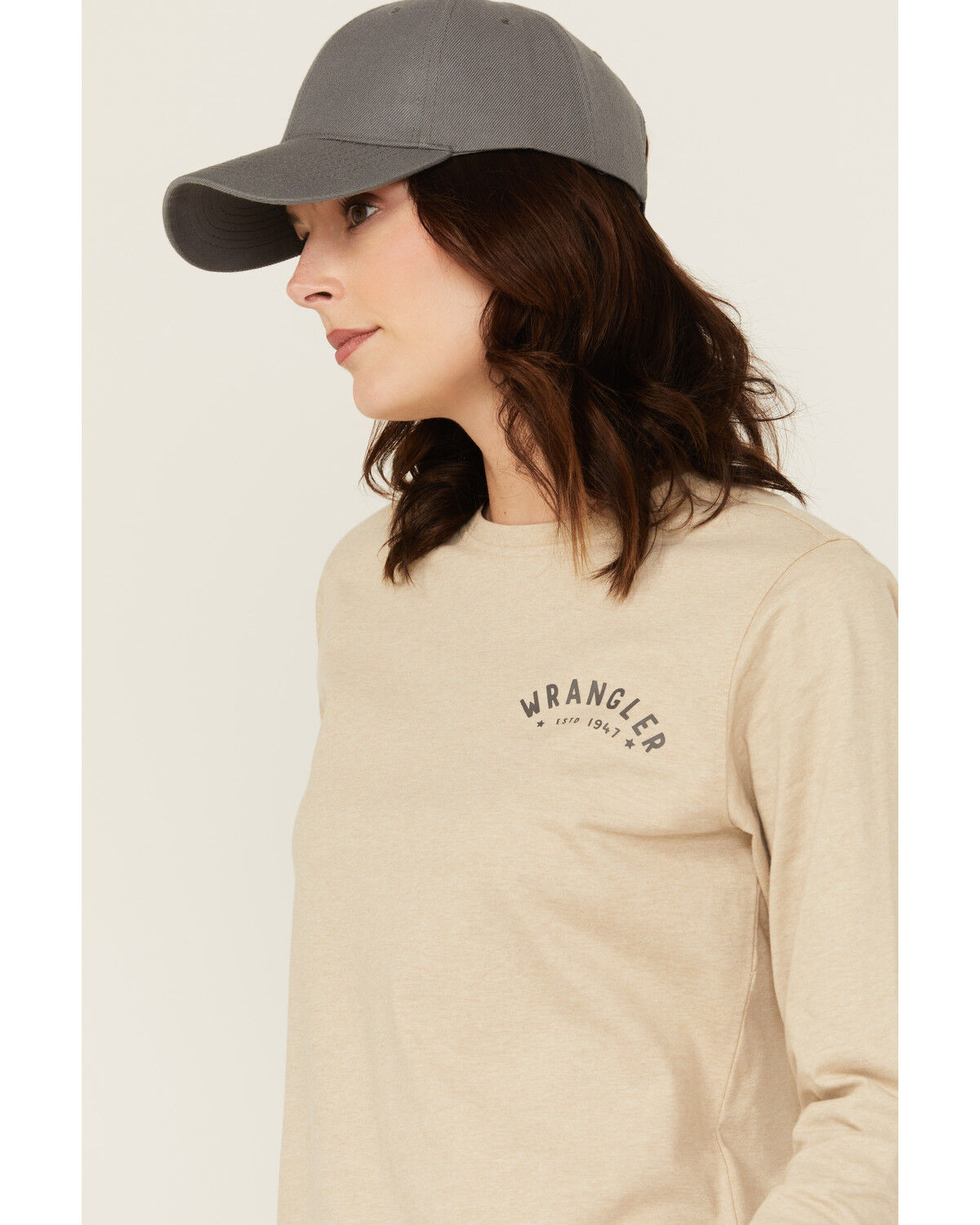 Image #4 - Wrangler Women's FR Pony Long Sleeve Graphic Work T-Shirt, Tan, hi-res