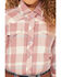 Ely Walker Girls' Plaid Print Long Sleeve Pearl Snap Flannel Shirt , Pink, hi-res
