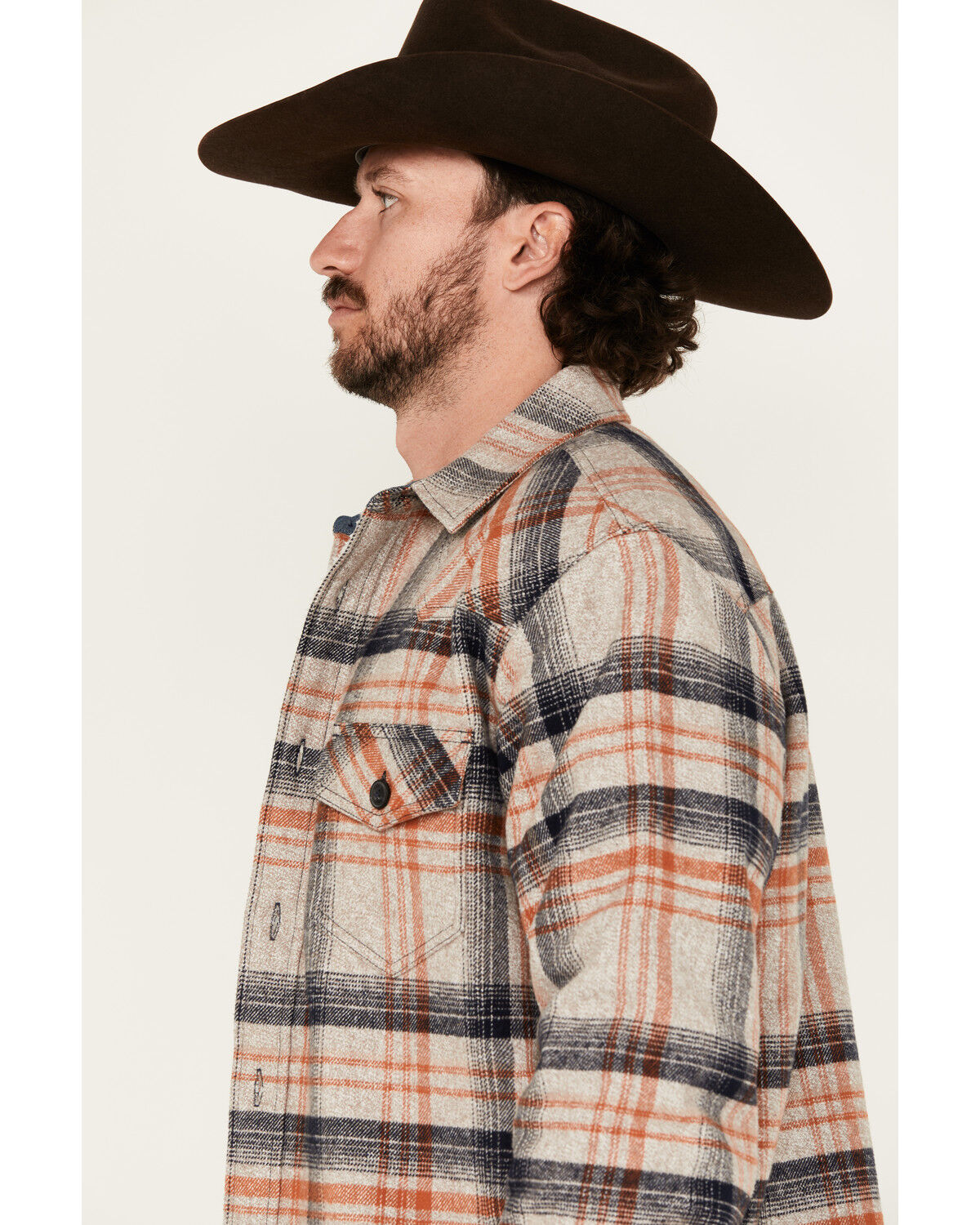 Image #2 - Cody James Men's Bandera Plaid Print Sherpa Lined Shirt Jacket, Tan, hi-res