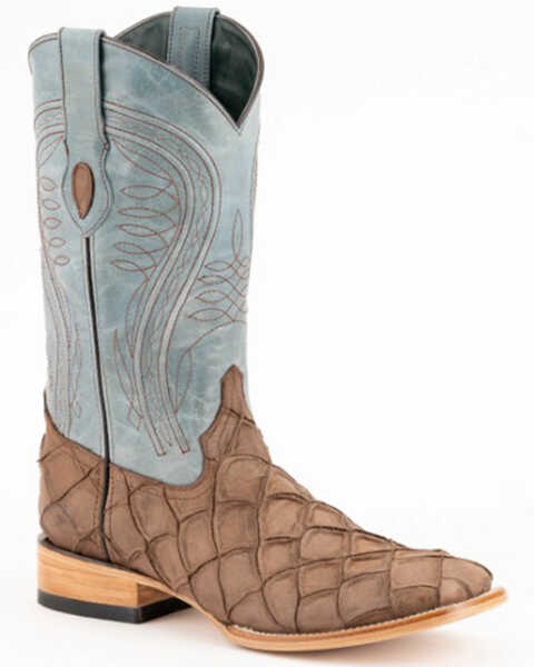 Ferrini Men's Bronco Pirarucu Print Western Boots - Square Toe , Brown, hi-res