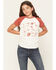 Image #1 - Rock & Roll Denim Girls' Conversational Print Short Sleeve Raglan Tee, Natural, hi-res