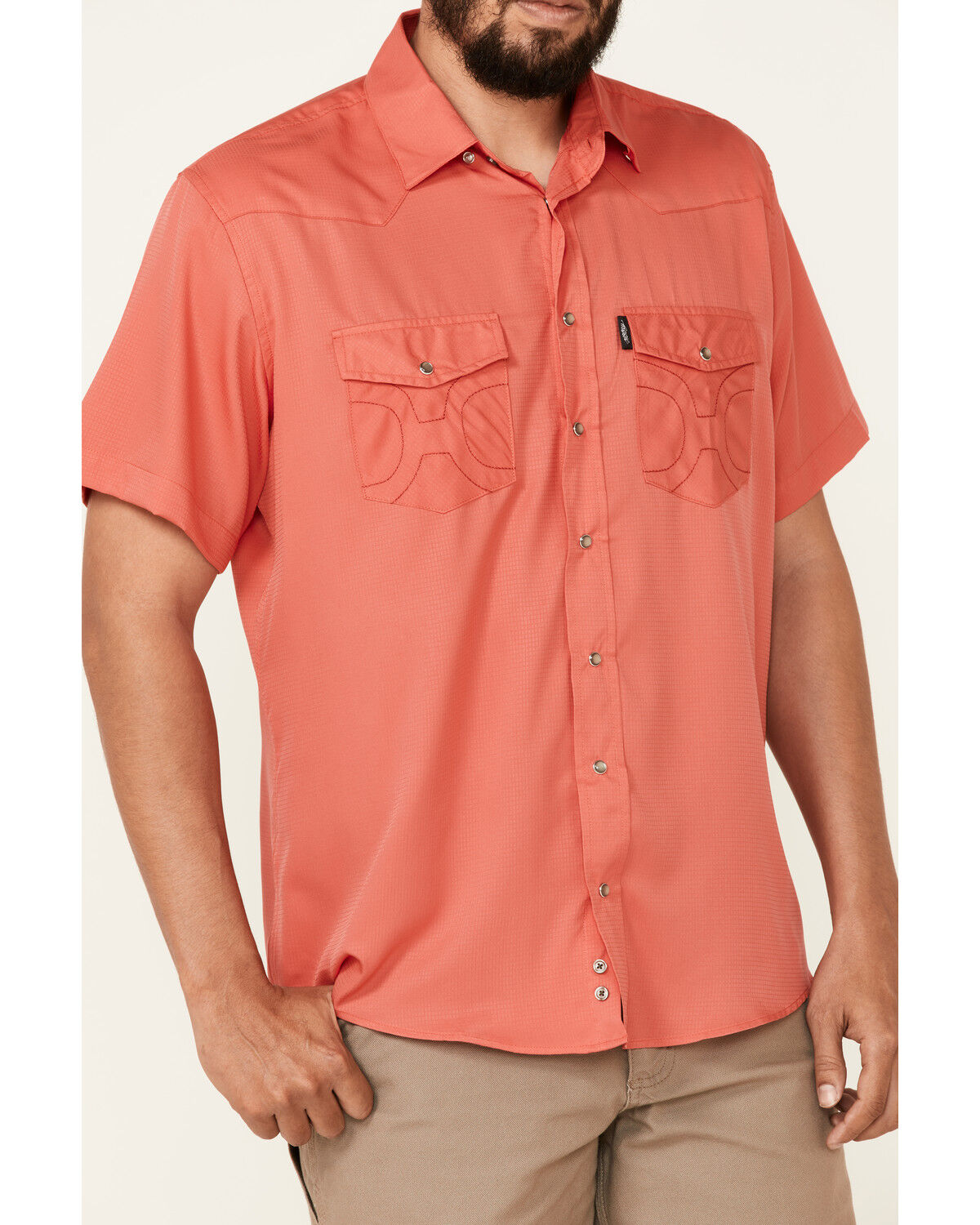 Image #3 - Hooey Men's Solid Habitat Sol Short Sleeve Pearl Snap Western Shirt, Pink, hi-res