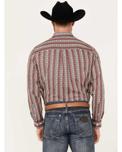 Image #4 - RANK 45® Men's Pattison Southwestern Striped Print Long Sleeve Button-Down Western Shirt, Cream, hi-res