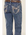 Image #4 - Miss Me Girls' Medium Wash Floral Border Bootcut Stretch Denim Jeans, Blue, hi-res
