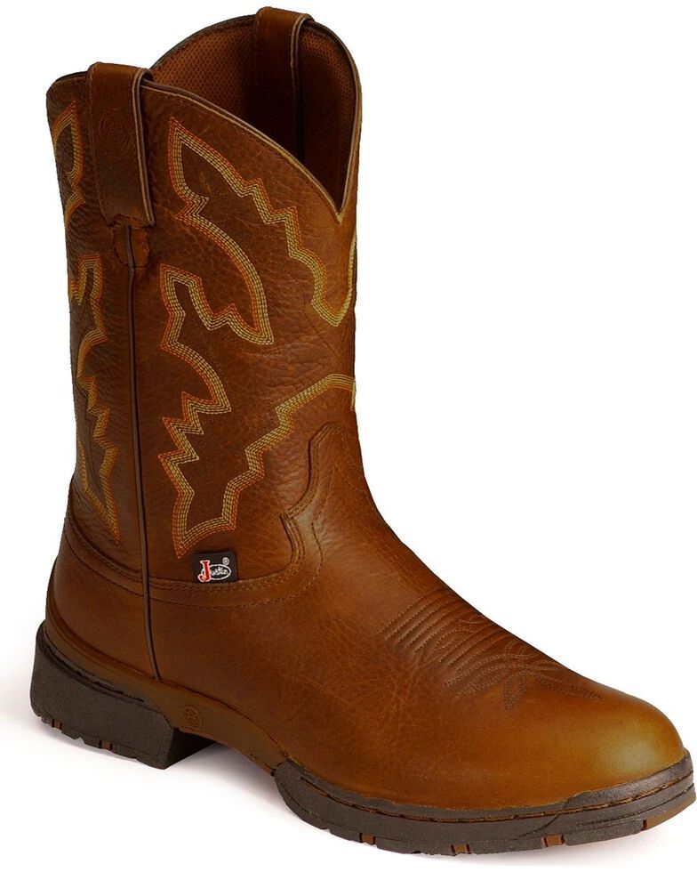 Justin Men's Strait Twang Waterproof Cowboy Work Boots Round