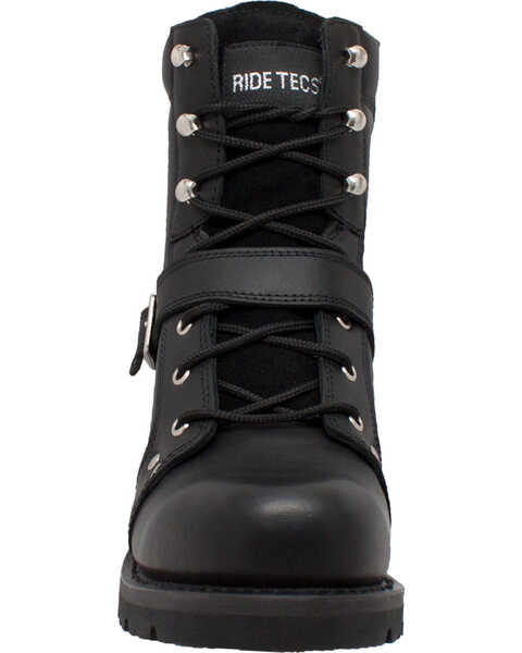 Image #3 - Ad Tec Men's 8" Lace Zipper Biker Boots - Soft Toe, Black, hi-res