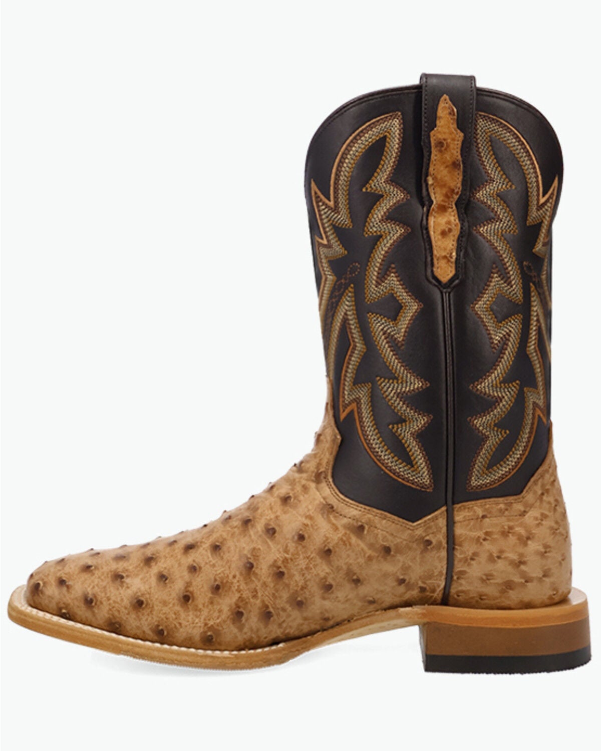 Image #3 - Dan Post Men's Livingston Exotic Ostrich Western Boots - Broad Square Toe, Tan, hi-res
