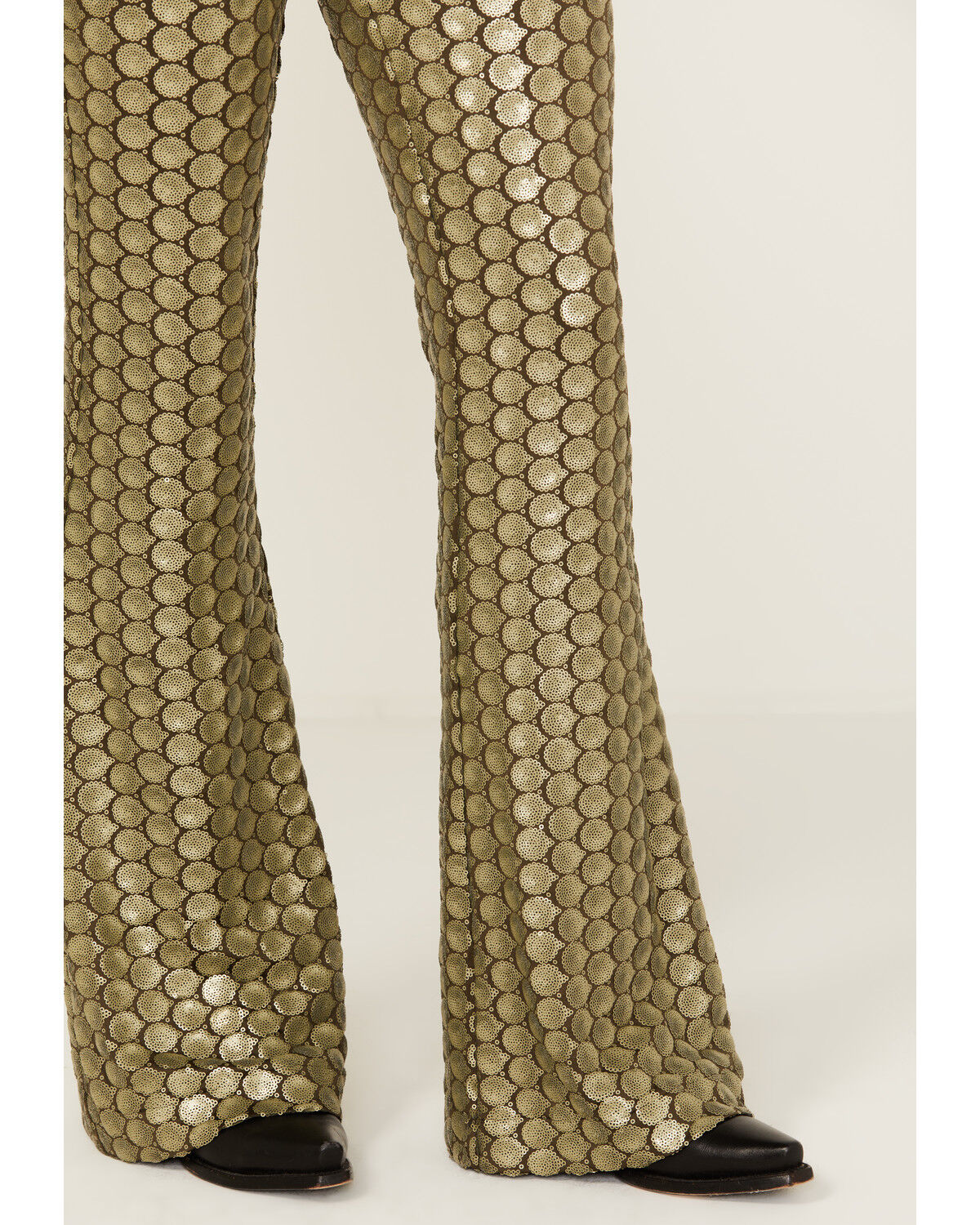 Image #2 - Free People Women's Wilder Days Sequins Flare Pants, Olive, hi-res