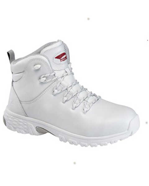 Avenger Men's Flight Mid 6" Waterproof Lace-Up Work Boots - Aluminum Safety Toe, White, hi-res