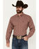 Image #1 - Ariat Men's Nevil Southwestern Print Long Sleeve Button-Down Shirt, Wine, hi-res