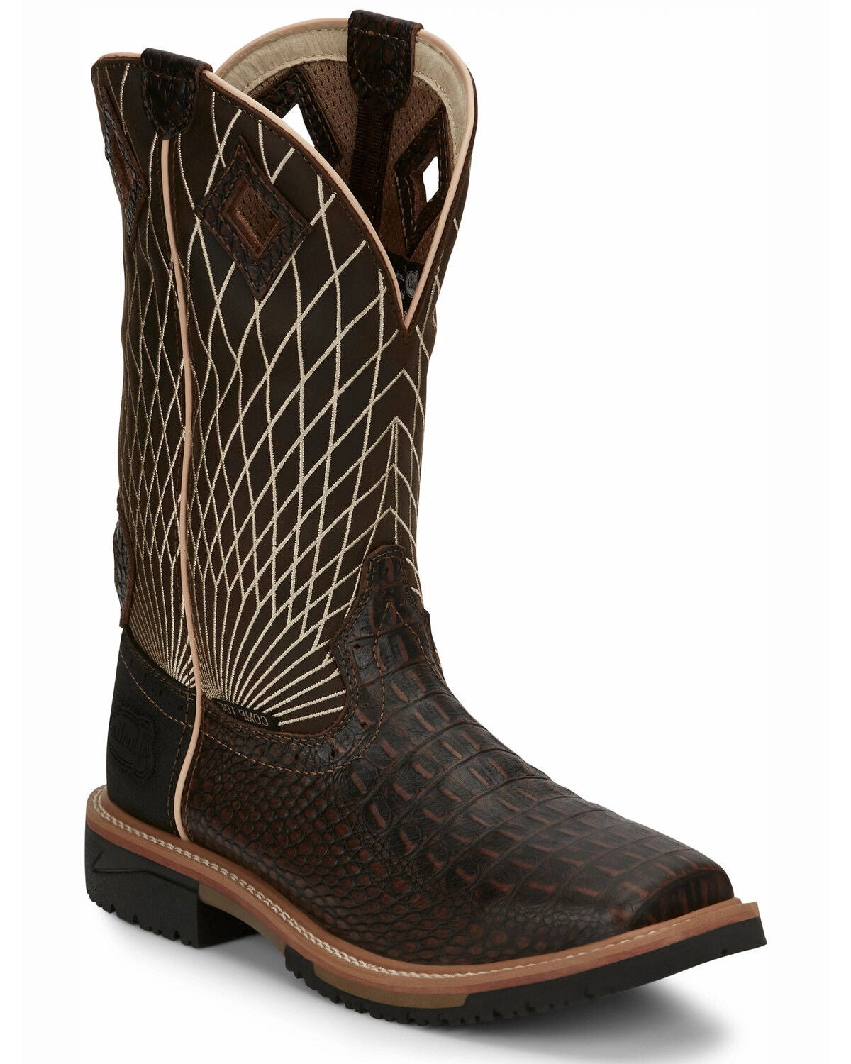 Justin Men's Derrickman Western Work Boots - Composite Toe, Cognac, hi-res
