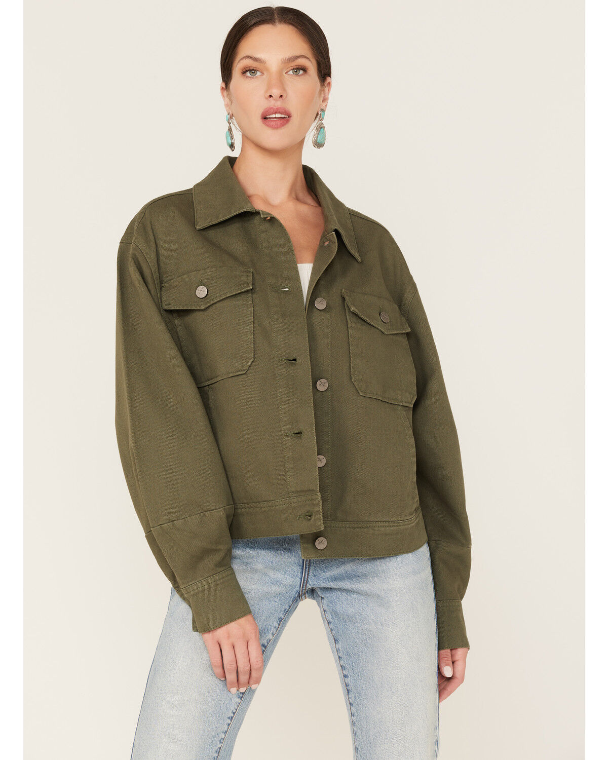Image #1 - Unpublished Denim Women's Anita Oversized Jacket, Green, hi-res