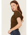 Shyanne Women's Puff Sleeve Smocked Bodice Top, Forest Green, hi-res