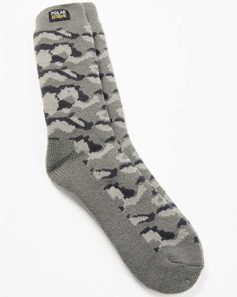 Gold Medal Men's Polar Extreme Heat Camo Print Insulated Socks , Charcoal, hi-res