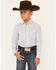 Ely Walker Boys' Geo Print Long Sleeve Pearl Snap Western Shirt , White, hi-res