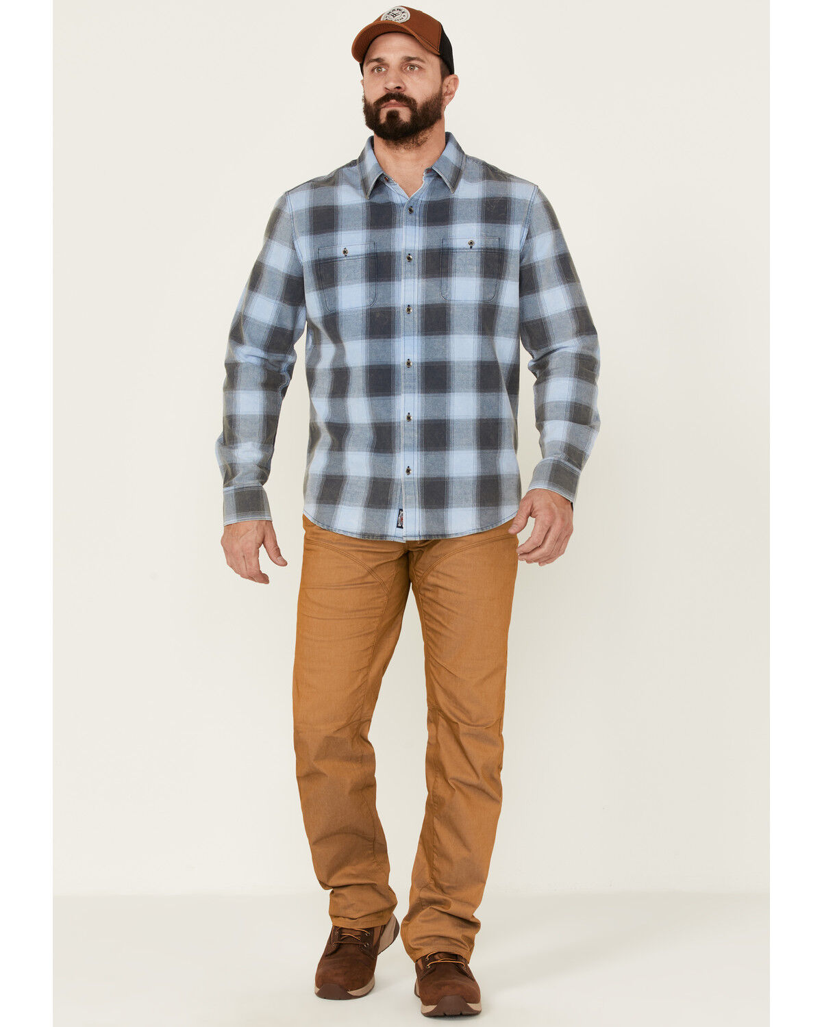 Image #2 - Flag & Anthem Men's Vail Vintage Large Plaid Print Long Sleeve Button Down Western Shirt, Navy, hi-res