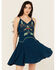 Image #1 - Shyanne Women's Challis Embroidered Mini Dress, Dark Blue, hi-res
