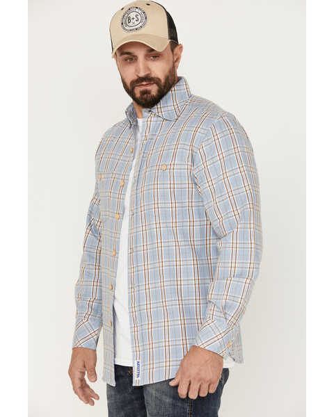 Image #2 - Resistol Men's Dakota Medium Plaid Print Long Sleeve Button Down Shirt , Light Blue, hi-res