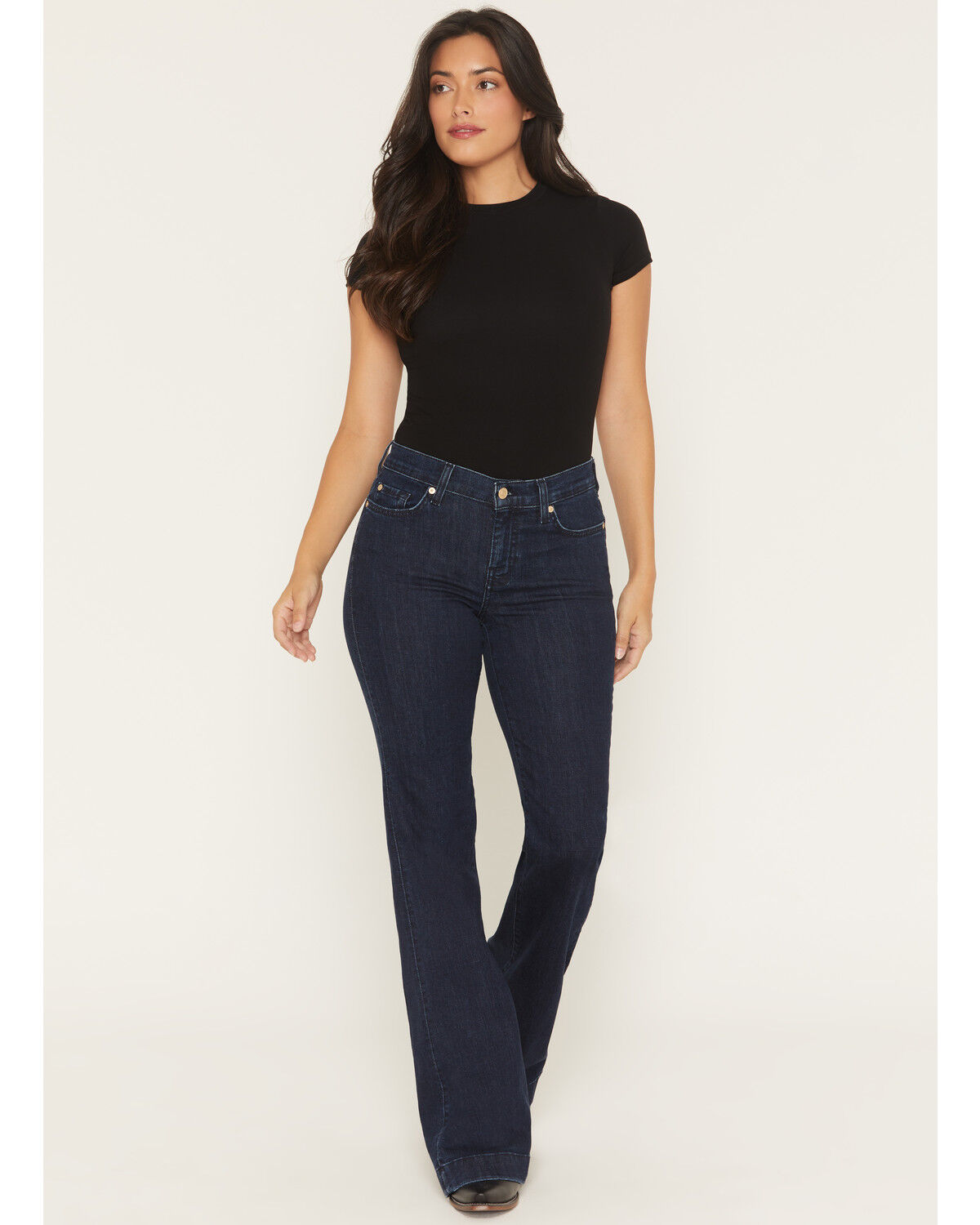 Image #3 - 7 For All Mankind Women's Dark Wash High Rise Slim Illusion Dojo Flare Stretch Denim Jeans, Dark Wash, hi-res