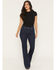 Image #3 - 7 For All Mankind Women's Dark Wash High Rise Slim Illusion Dojo Flare Stretch Denim Jeans, Dark Wash, hi-res
