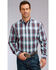 Image #1 - Stetson Men's Plaid Print Long Sleeve Button Down Western Shirt, Purple, hi-res