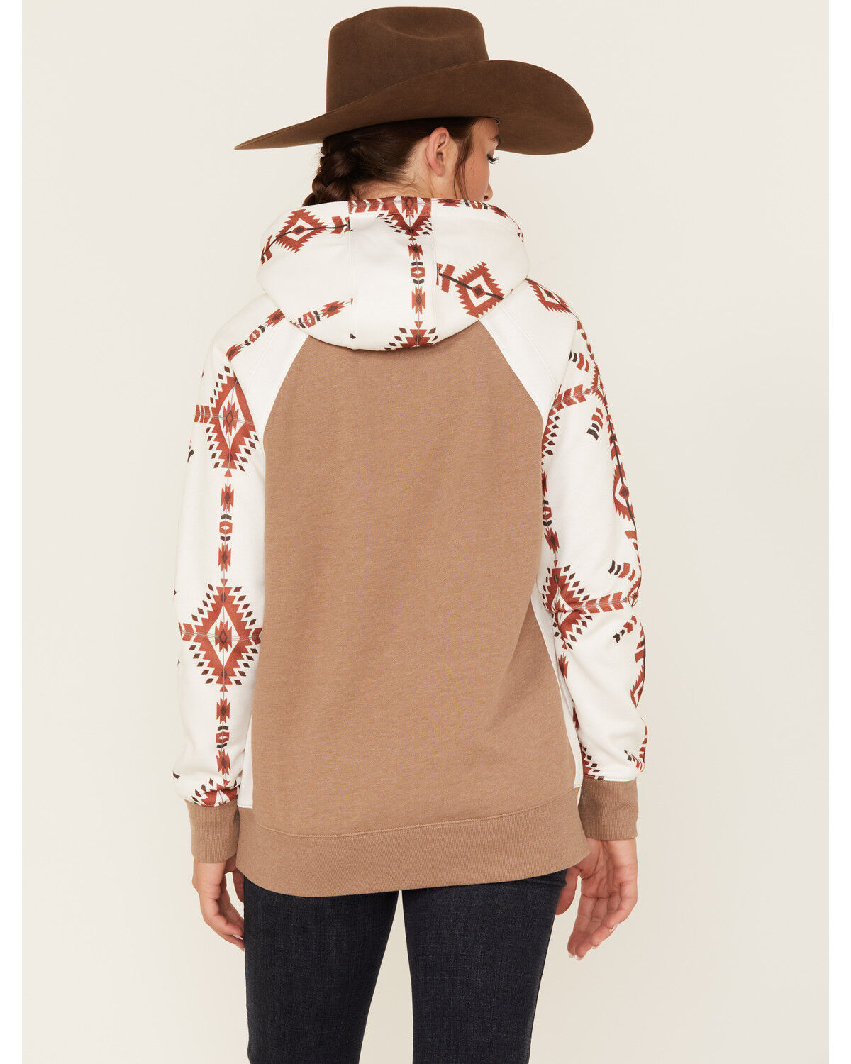 Image #4 - Hooey Women's Boot Barn Exclusive Southwestern Print Contrast Hoodie, Cream, hi-res