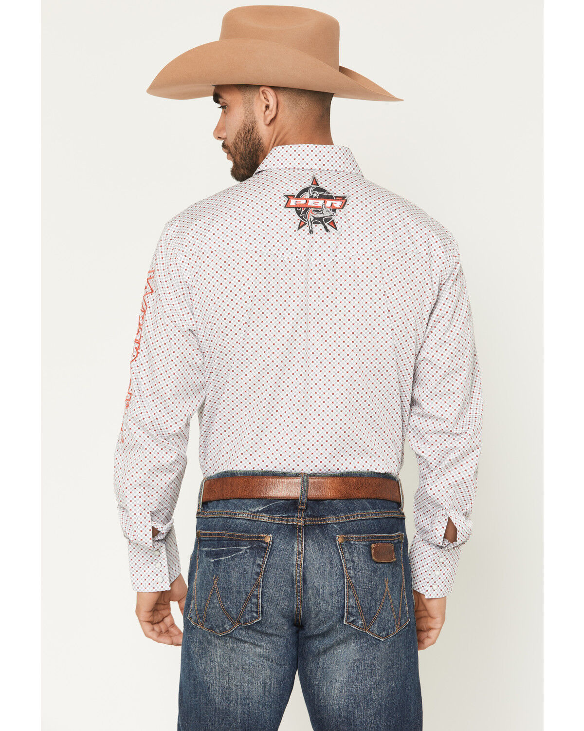 Image #4 - Wrangler Men's PBR Logo Long Sleeve Snap Western Shirt, Grey, hi-res