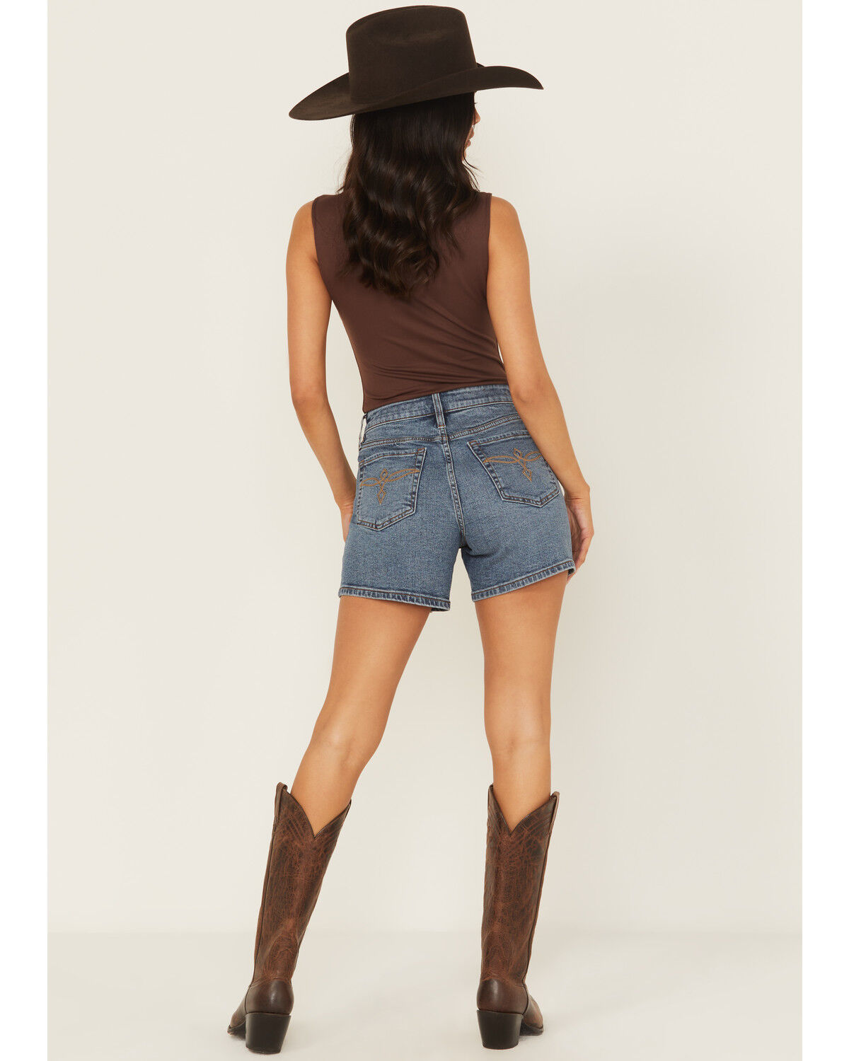 Image #3 - Shyanne Women's Faye Medium Wash High Rise Comfort Stretch Denim Shorts, Medium Wash, hi-res