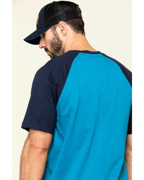 Hawx Men's Teal Midland Short Sleeve Baseball Work T-Shirt , Teal, hi-res