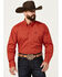 Image #1 - Cinch Men's Geo Print Long Sleeve Button-Down Stretch Western Shirt, Red, hi-res