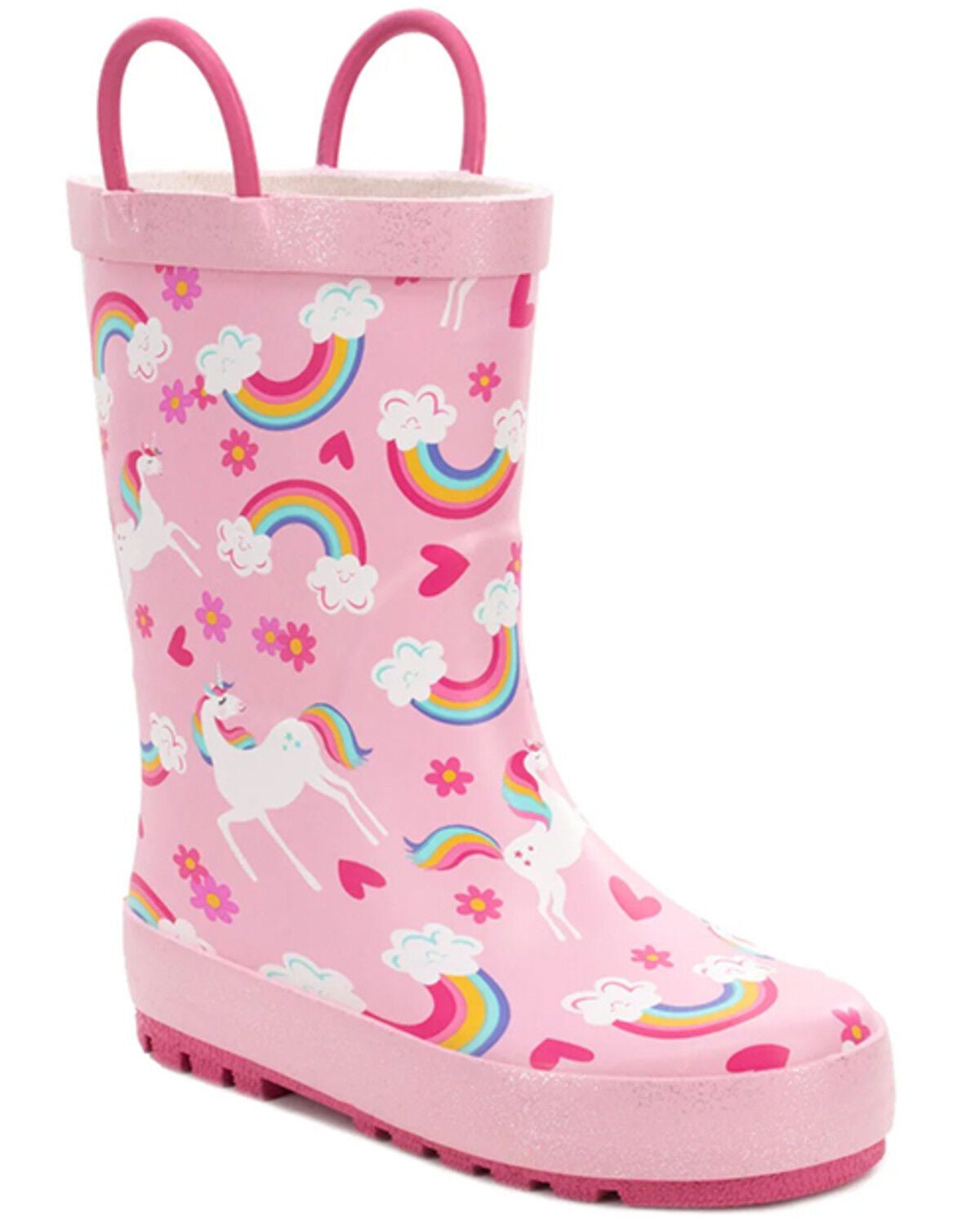 Image #1 - Western Chief Girls' Unicorn Fields Rain Boots - Round Toe, Pink, hi-res