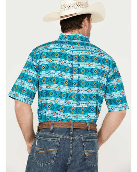 Image #4 - Ariat Men's Konner Classic Fit Button-Down Short Sleeve Button-Down Western Shirt, Turquoise, hi-res
