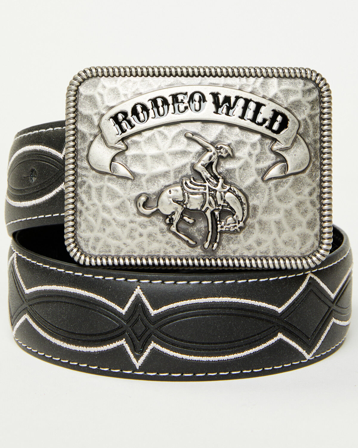 Image #1 - Cody James Boys' Deacon Rodeo Wild Buckle Belt, Black, hi-res