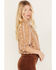 Image #2 - Wrangler Retro Women's Floral Striped Peasant Top, Brown, hi-res