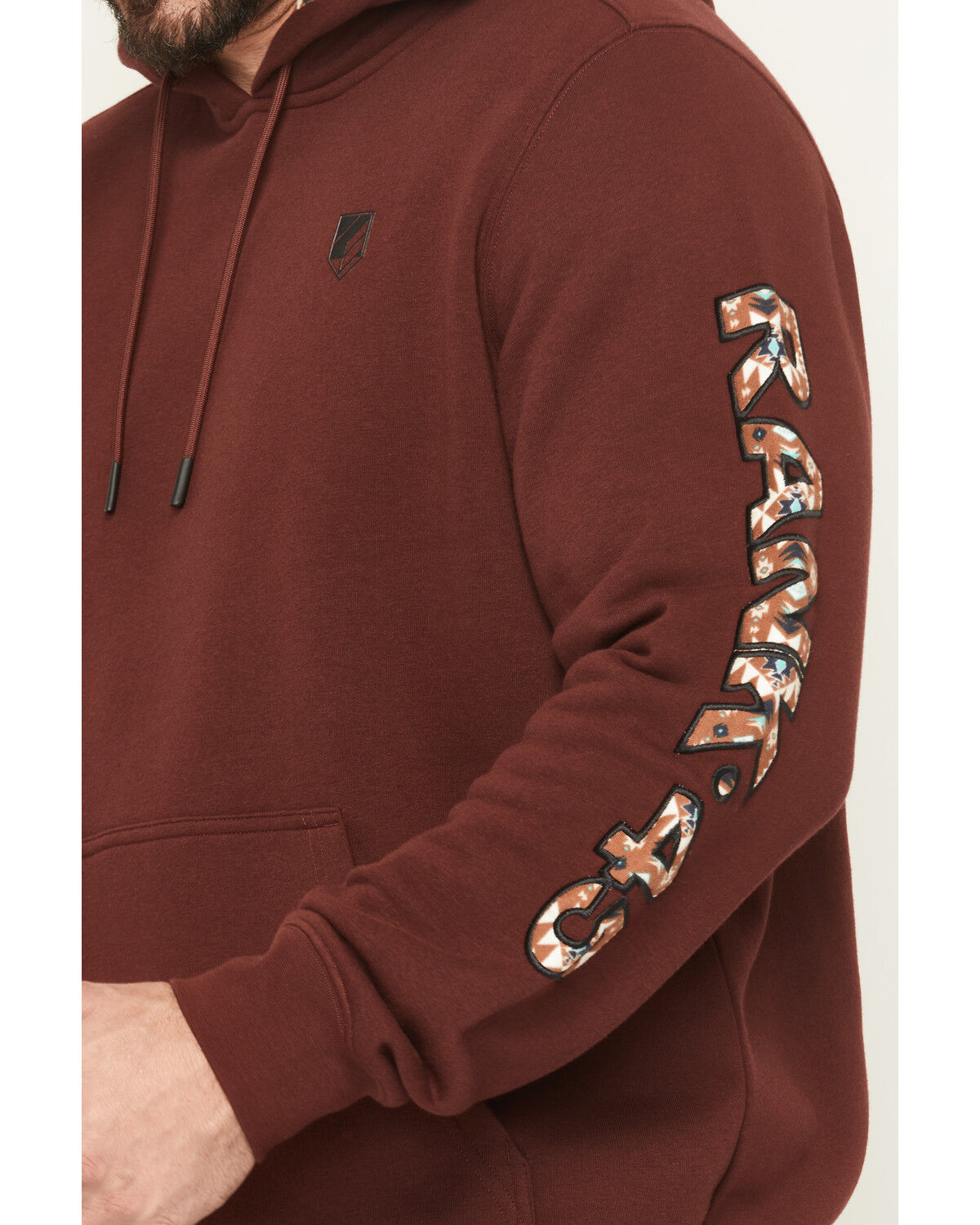 Image #3 - RANK 45® Men's Cayusey Logo Sleeve Hooded Sweatshirt, Burgundy, hi-res