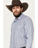 Image #2 - Rough Stock by Panhandle Men's Striped Long Sleeve Pearl Snap Stretch Western Shirt, Blue, hi-res