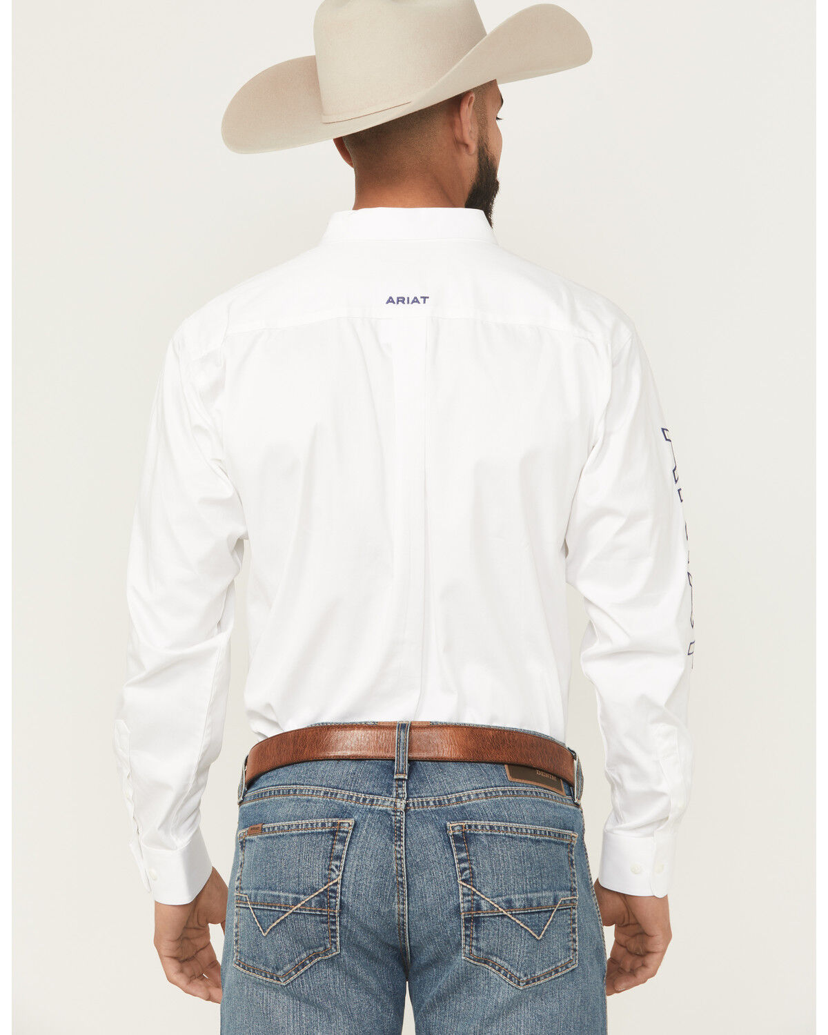 Image #4 - Ariat Men's Team Logo Solid Long Sleeve Button-Down Western Shirt - Big, White, hi-res