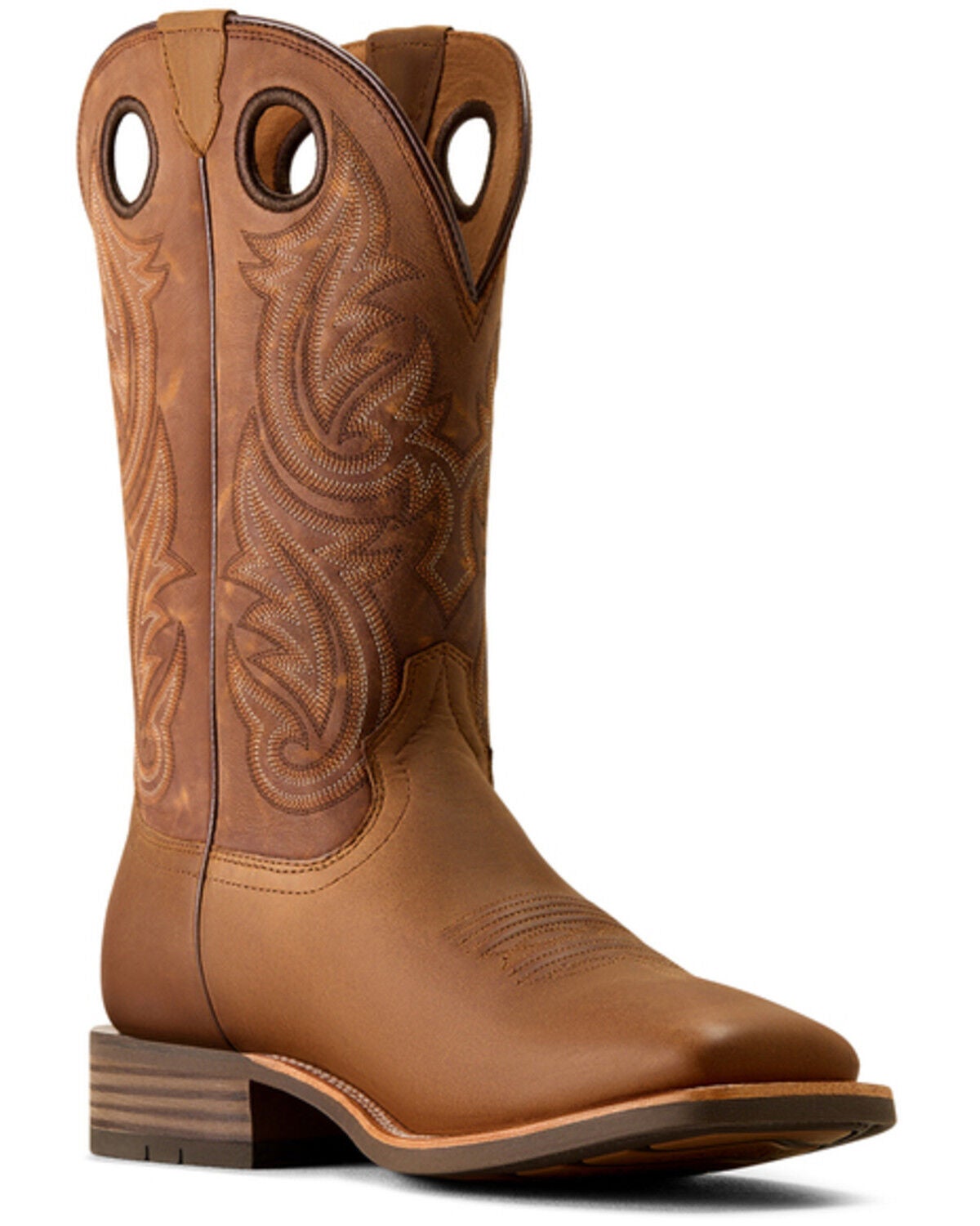 Image #1 - Ariat Men's Highland Toughstock Distressef Performance Western Boots - Broad Square Toe, Brown, hi-res