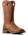 Image #1 - Ariat Men's Highland Toughstock Distressef Performance Western Boots - Broad Square Toe, Brown, hi-res
