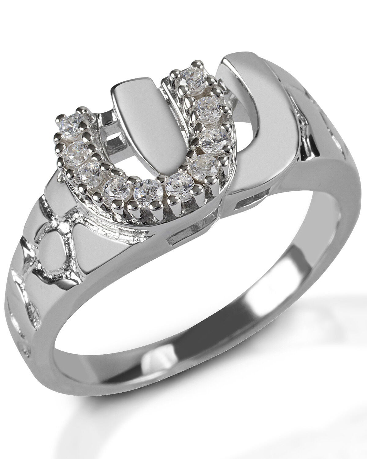 Kelly Herd Men's Double Horseshoe Ring, Silver, hi-res