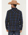 Image #4 - Moonshine Spirit Men's Stage Light Plaid Print Long Sleeve Snap Flannel Shirt, Blue, hi-res